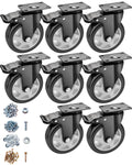 Casters 5ft Caster Wheels 8-Pack Heavy Duty - Quiet Polyurethane