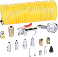 16 Pieces Air Compressor Accessories Kit 1/4 in x 25 ft Recoil Hose