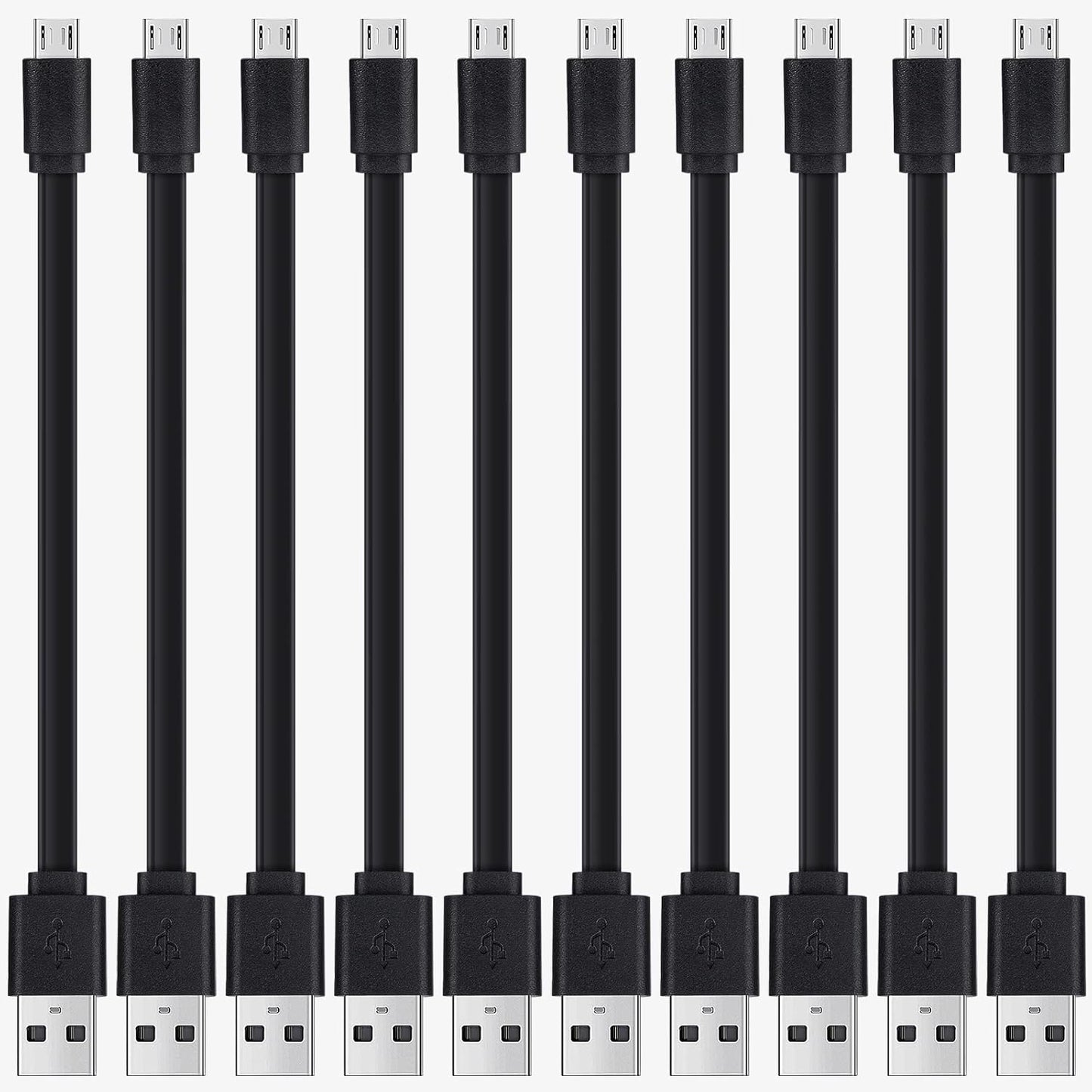 Smays 10-Pack 1ft Flat Micro USB Cables - Fast Charging