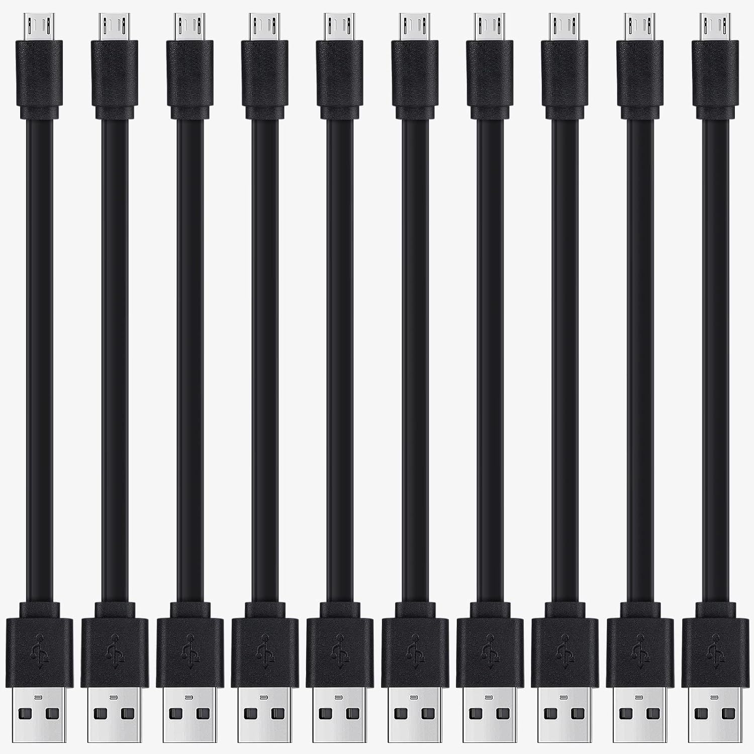 Smays 10-Pack 1ft Flat Micro USB Cables - Fast Charging
