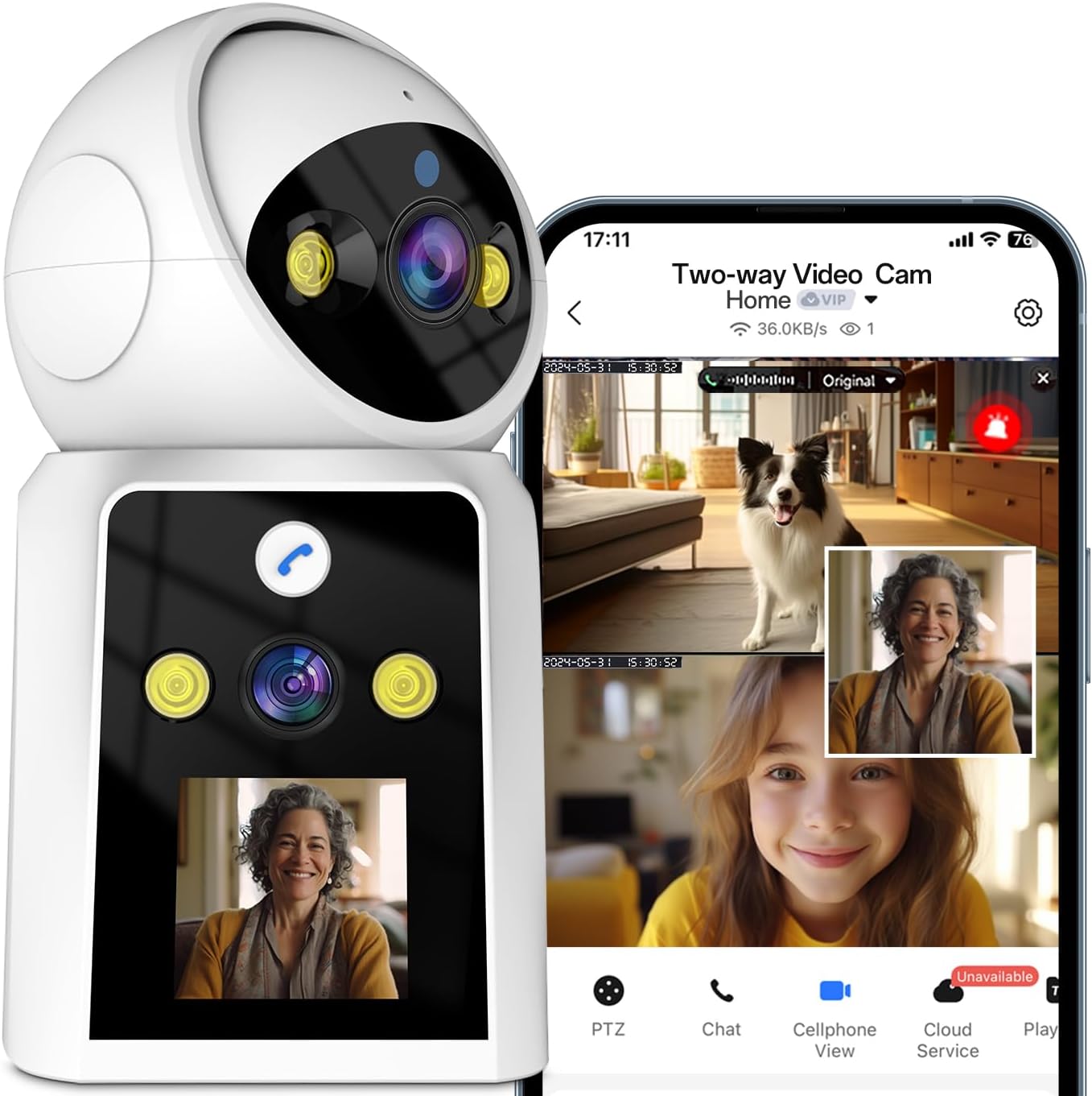 Kinnkall Smart PTZ Camera: 24/7 Security & Pet Monitoring