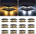 PASAMIC Solar Post Cap Lights 12 Pack - Dual Color Modes for 4x4
