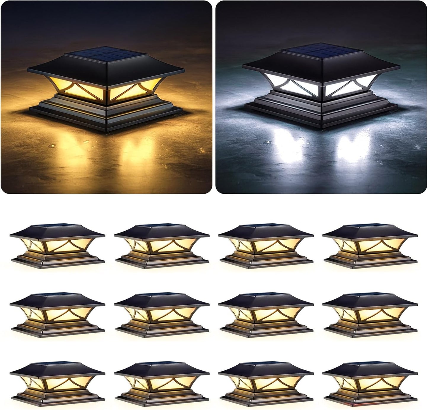 PASAMIC Solar Post Cap Lights for Outdoor Decks and Patios