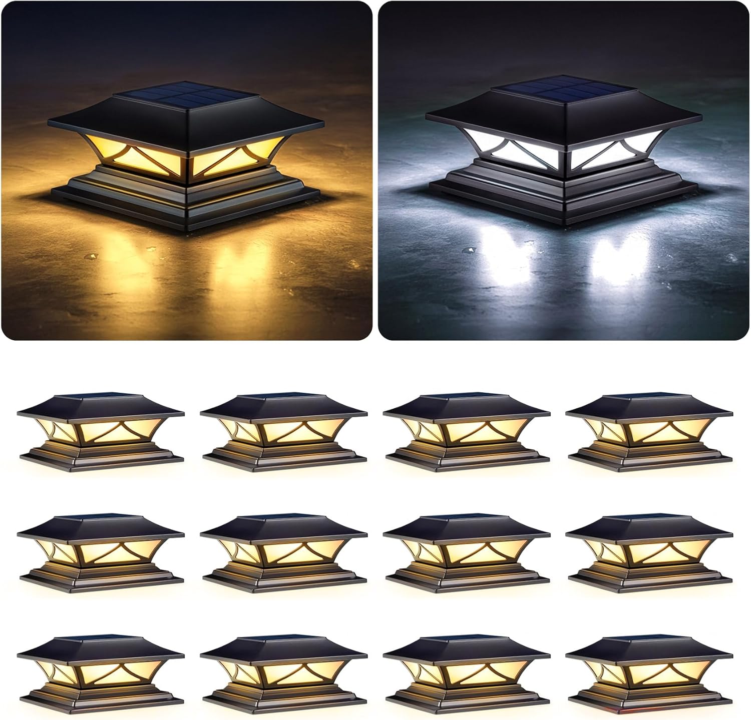PASAMIC Solar Post Cap Lights for Outdoor Decks and Patios