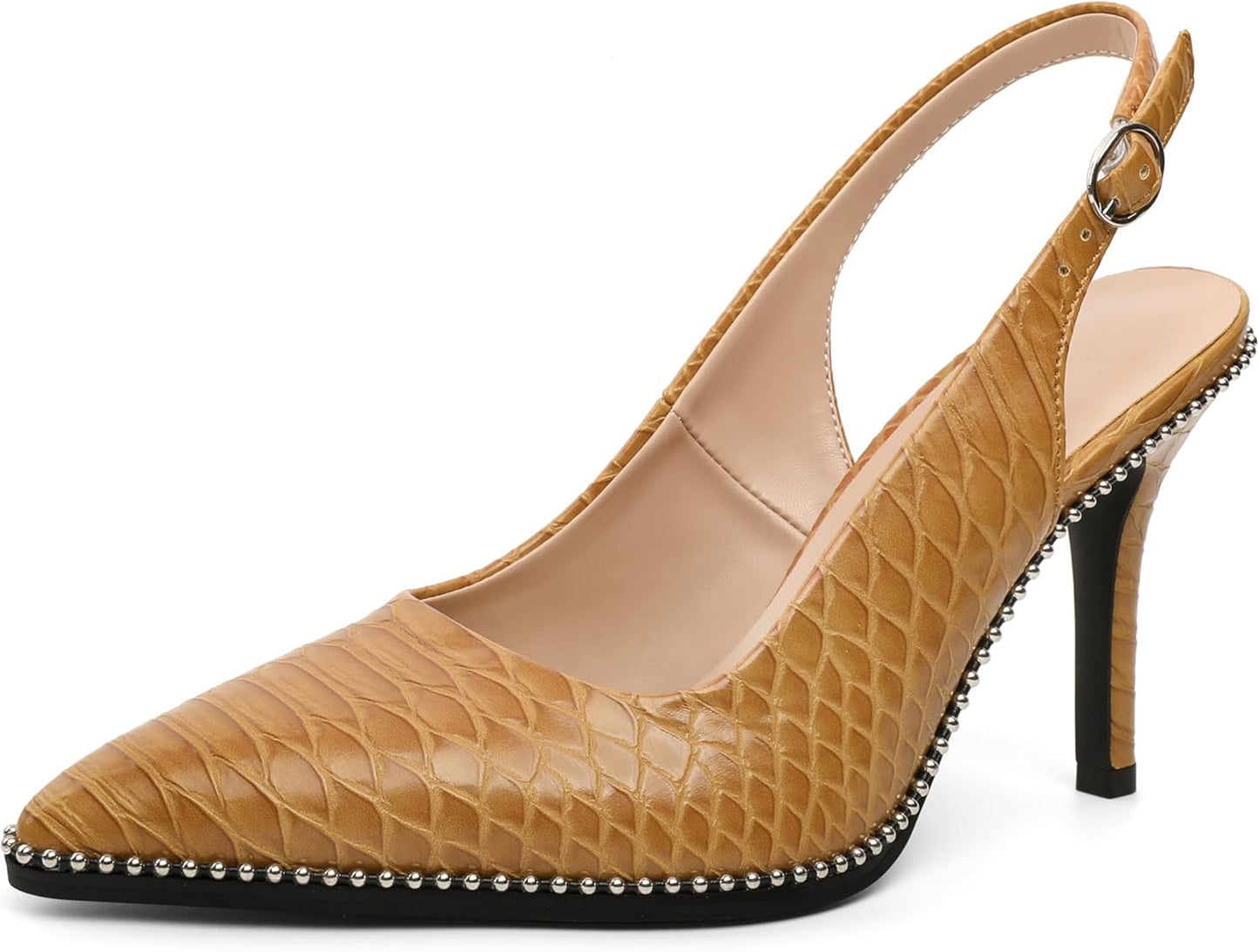 Zamikoo Women Beaded Pumps High Heel Slingback Stilettos