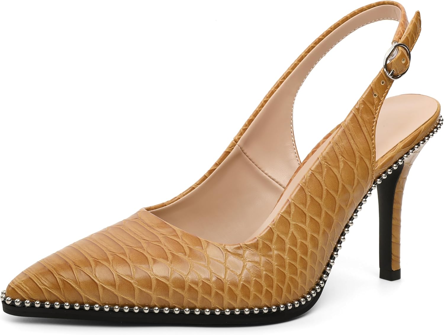 Zamikoo Women Beaded Pumps High Heel Slingback Stilettos