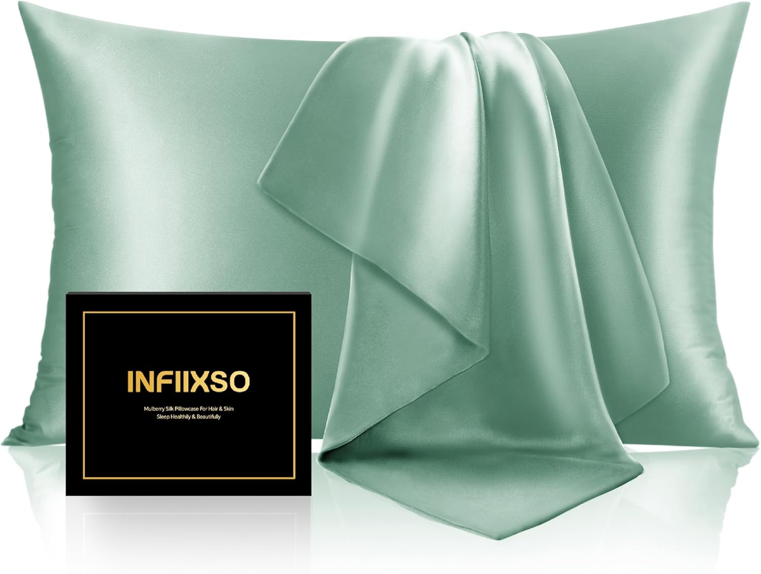INFIIXSO Mulberry Silk Pillow Cases King Size Set of 2