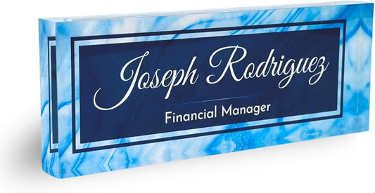 Customized Clear Acrylic Desk Name Plate Block for Office Decor