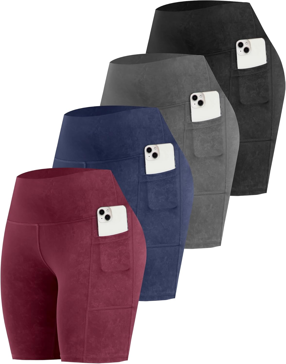 CHRLEISURE Womens Biker Yoga Shorts with Pockets for Comfort