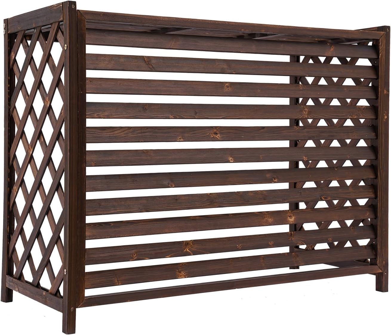 Retro Wood AC Privacy Screen - Outdoor Unit Cover - BANLICALI ~ Brown