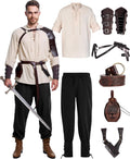 Men's Renaissance Costume 8-Piece Set - Versatile Pirate Viking Look