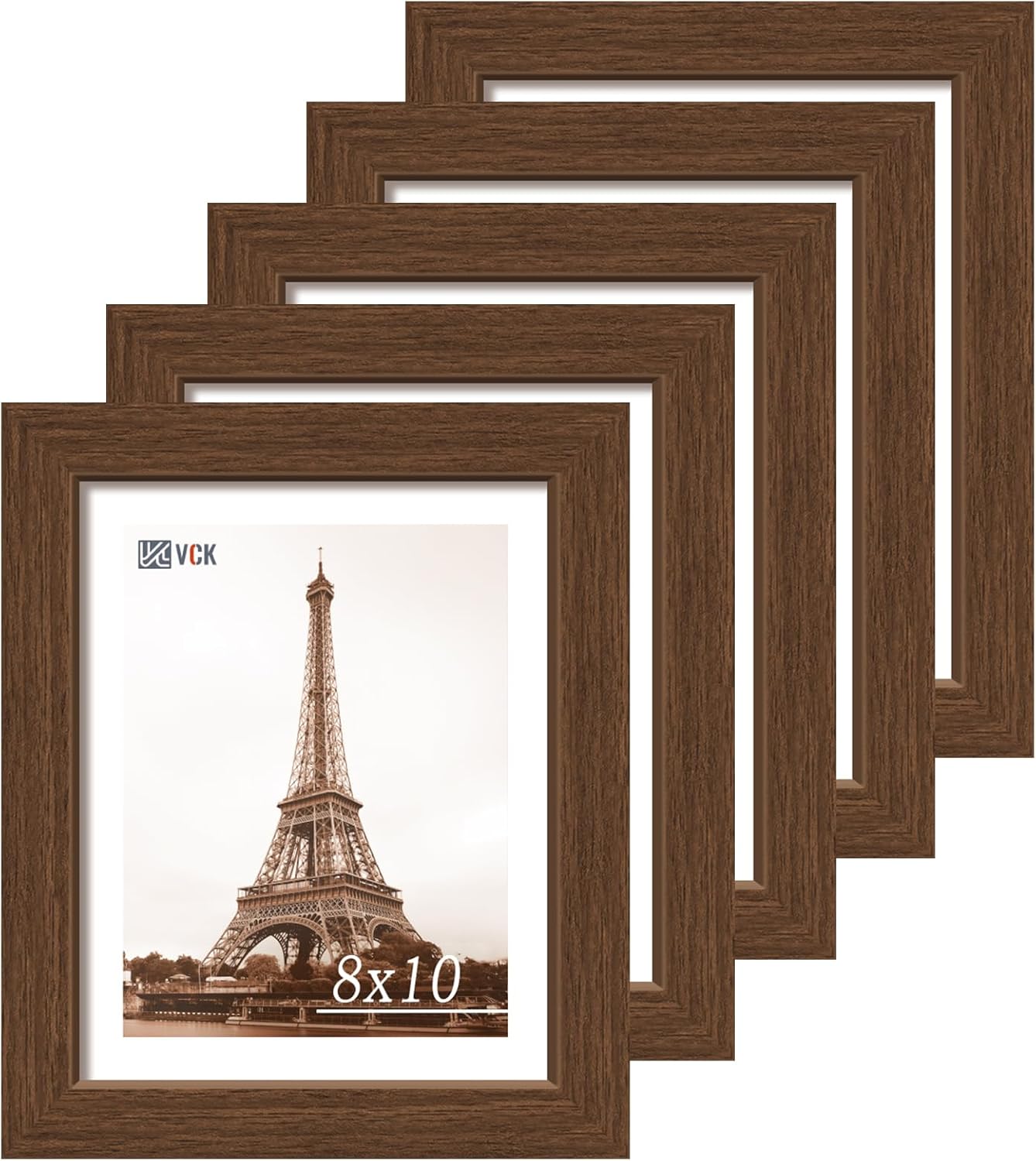 VCK 8x10 Frame Set of 5 - Elegant Brown Wood Gallery Frames