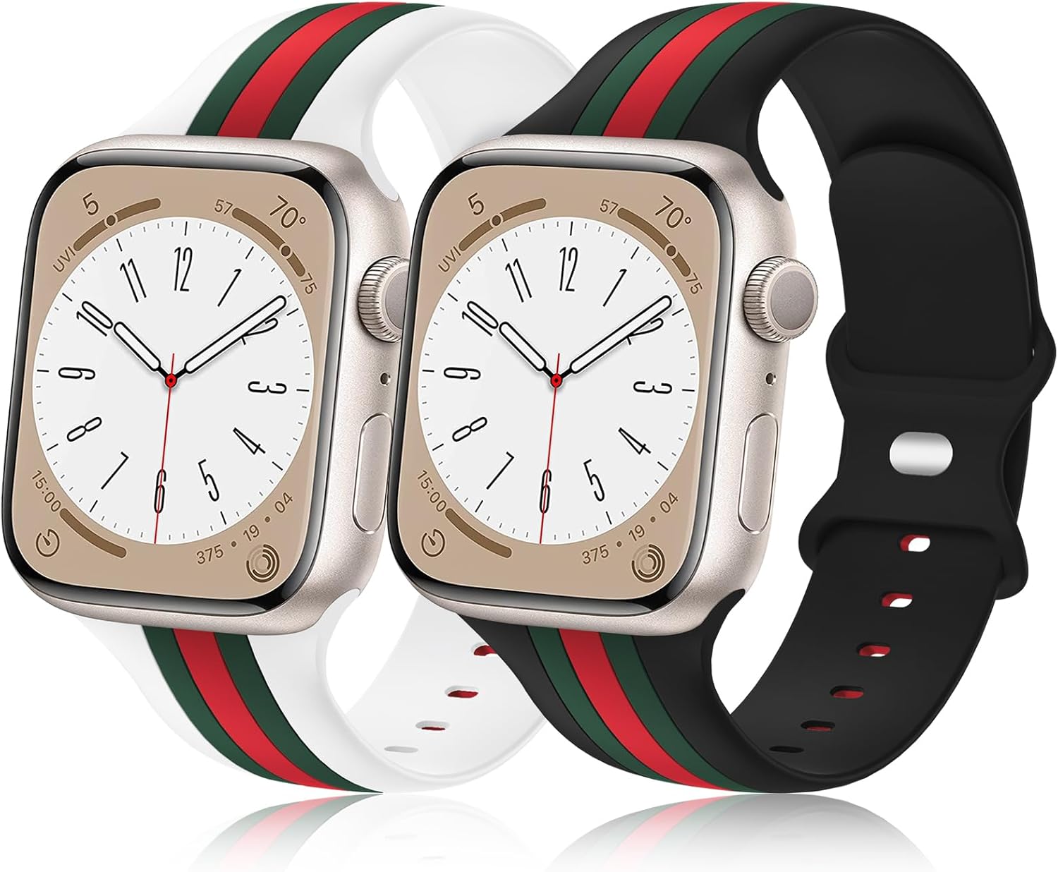 Seizehe Soft Silicone Designer Apple Watch Bands [2 Pack]