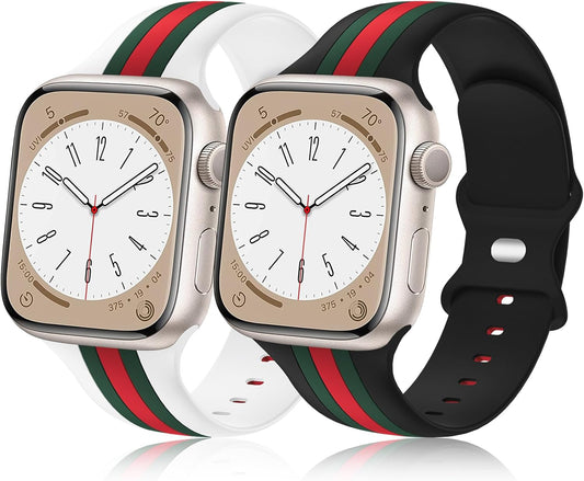 Seizehe Soft Silicone Designer Apple Watch Bands [2 Pack]