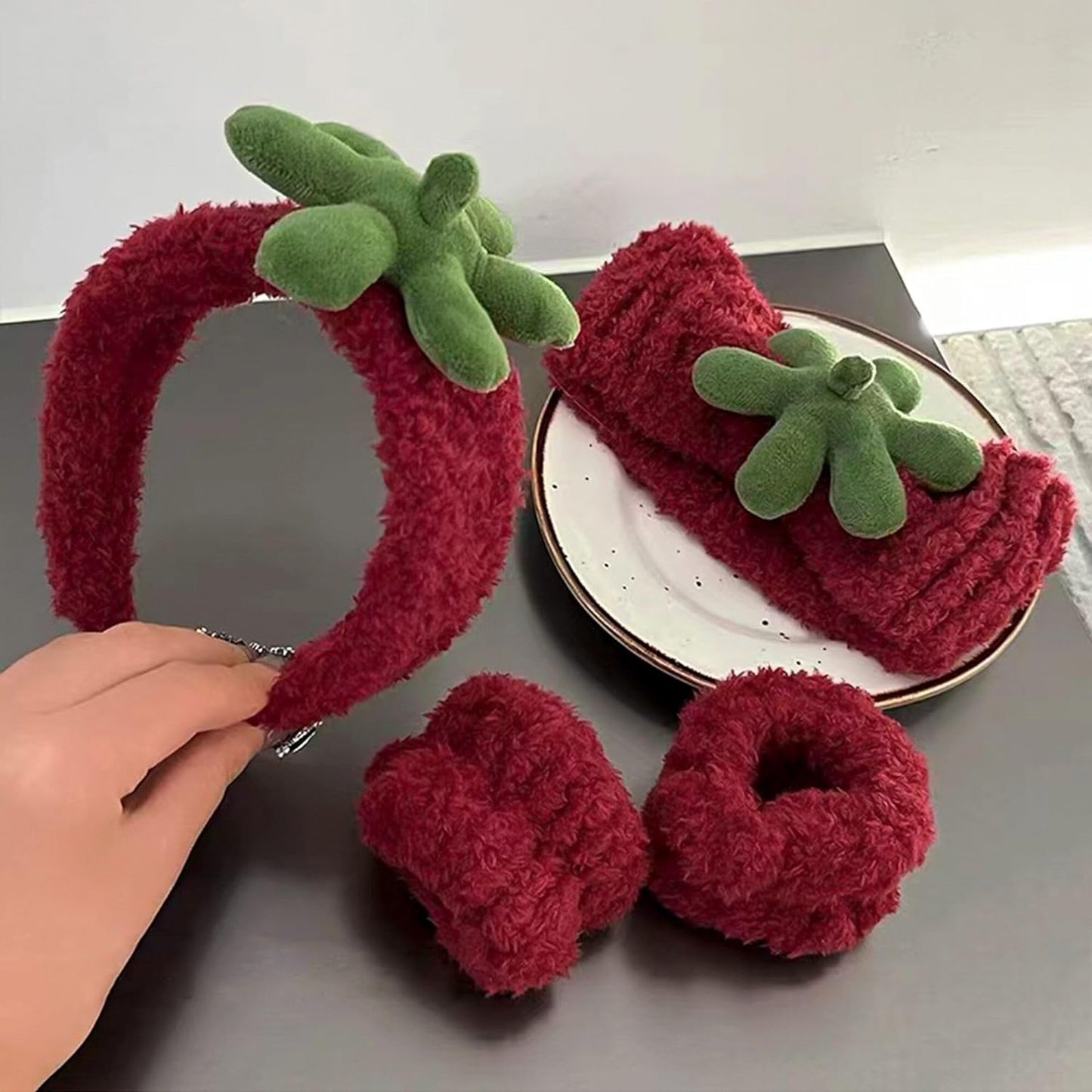 Ivyu Spa Set: Cute Strawberry Headband Duo