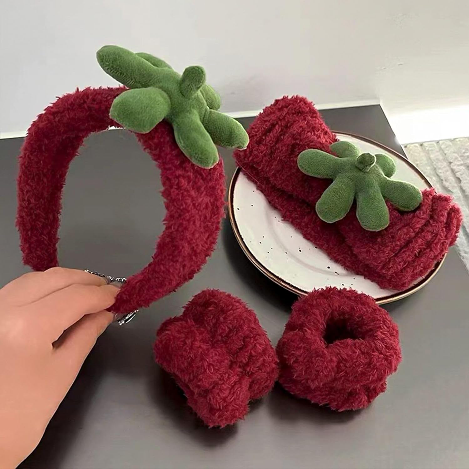 Ivyu Spa Set: Cute Strawberry Headband Duo