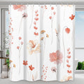 Watercolor Flower Shower Curtain Sets - Spring Coral Floral Shower