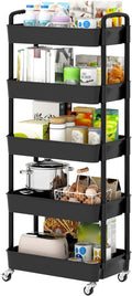 Sywhitta 5-Tier Rolling Utility Cart with Handle - Versatile Mobile