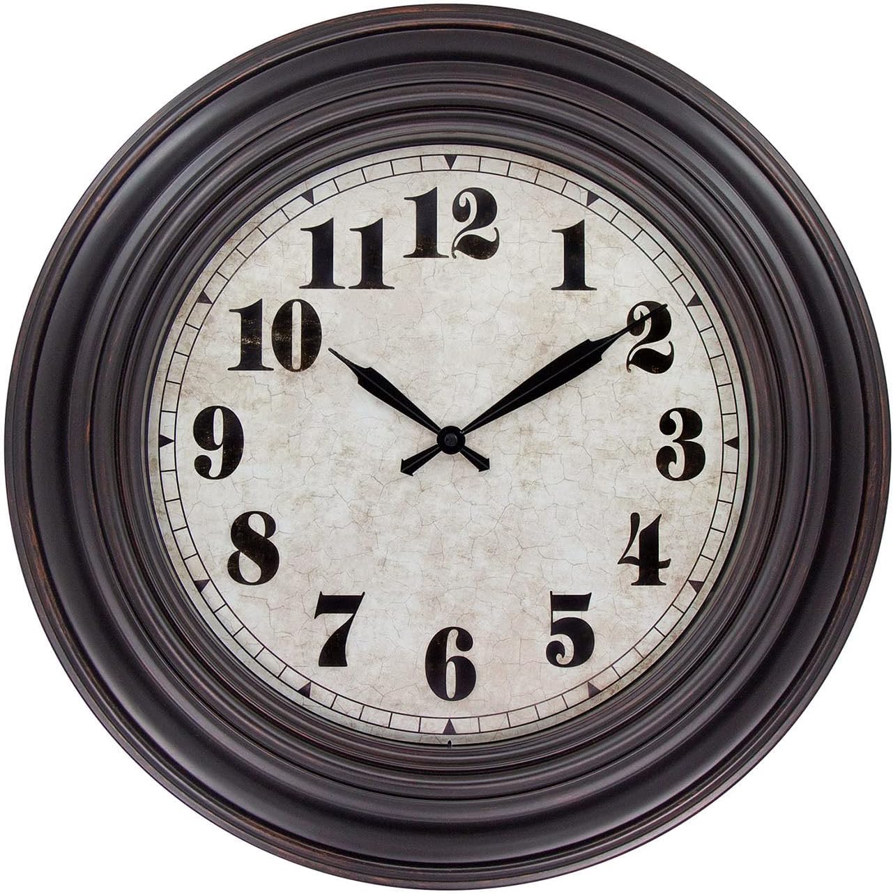 Retro Round Large Wall Clock - Silent Non Ticking Design