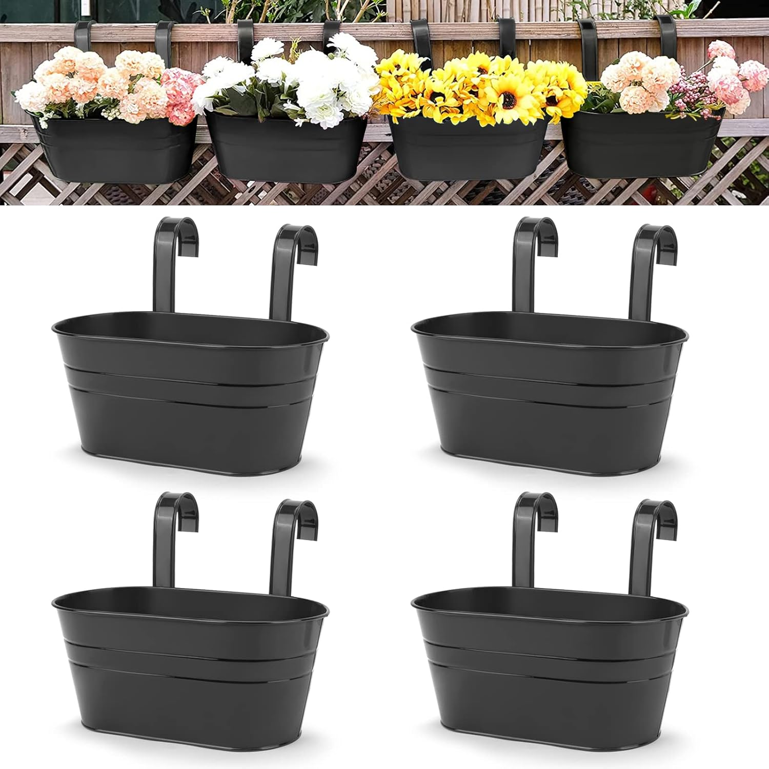 OGIMA 4pcs Hanging Flower Pots for Indoor and Outdoor Use