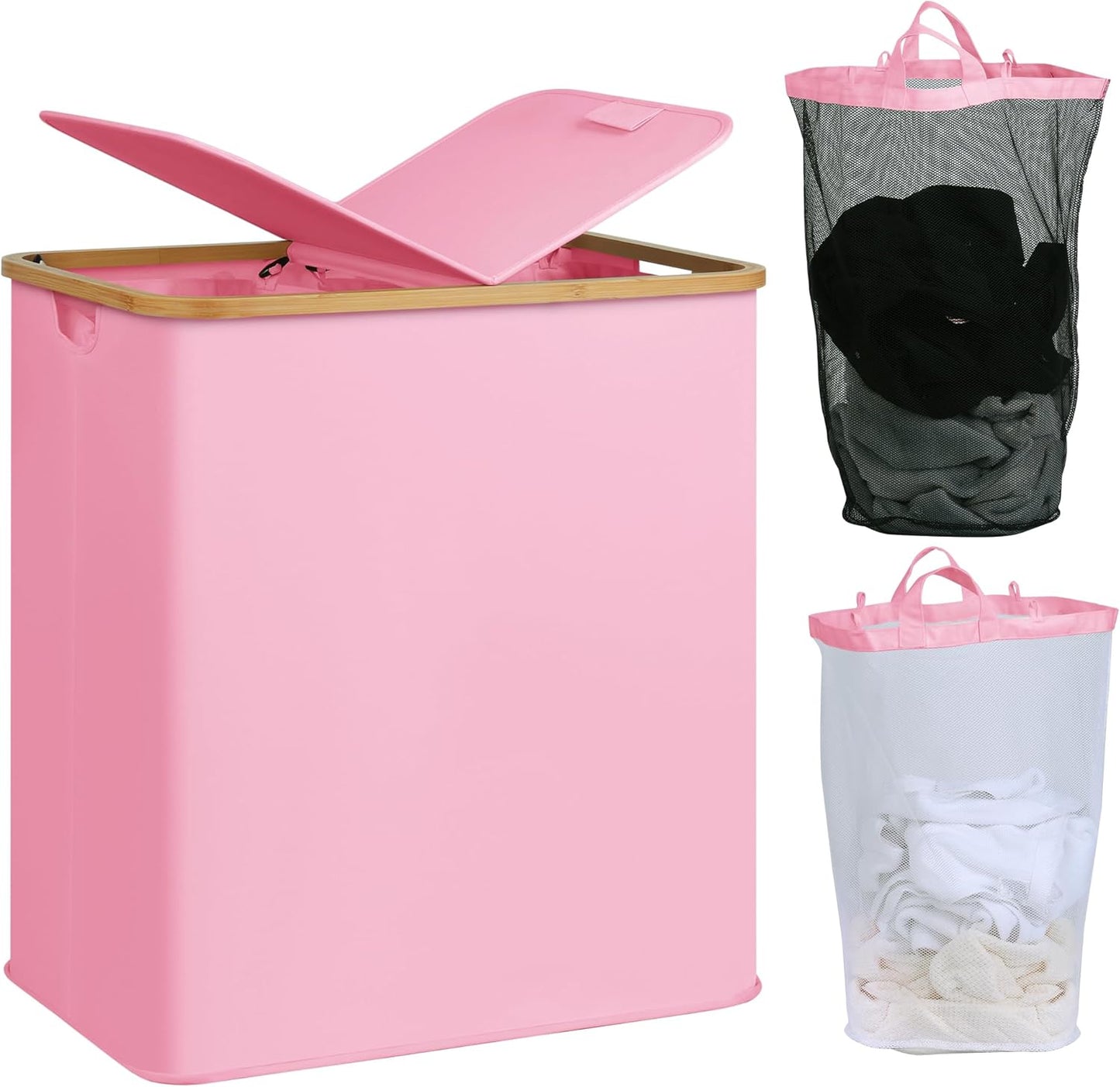 efluky Laundry Hamper with Lid and 2 Removable Bags for Sorting