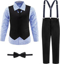 Boys' Suit Black Formal Tuxedo Set for Kids - Adjustable Waist