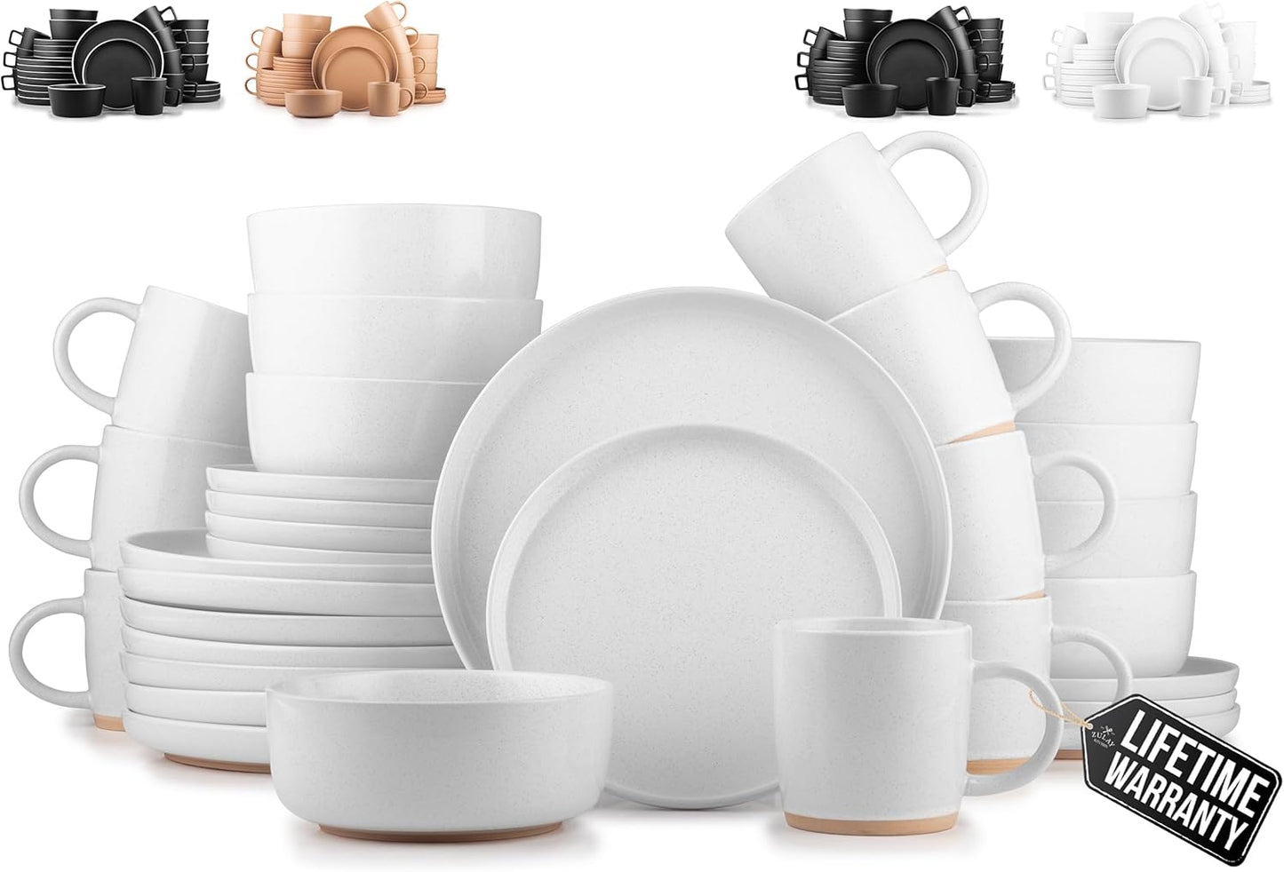 Zulay Kitchen Terra Stoneware Dinnerware Set for 8 - 32 Pieces