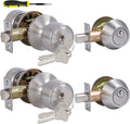 Keyed Alike Entry Door Knob and Deadbolt Set - Satin Nickel