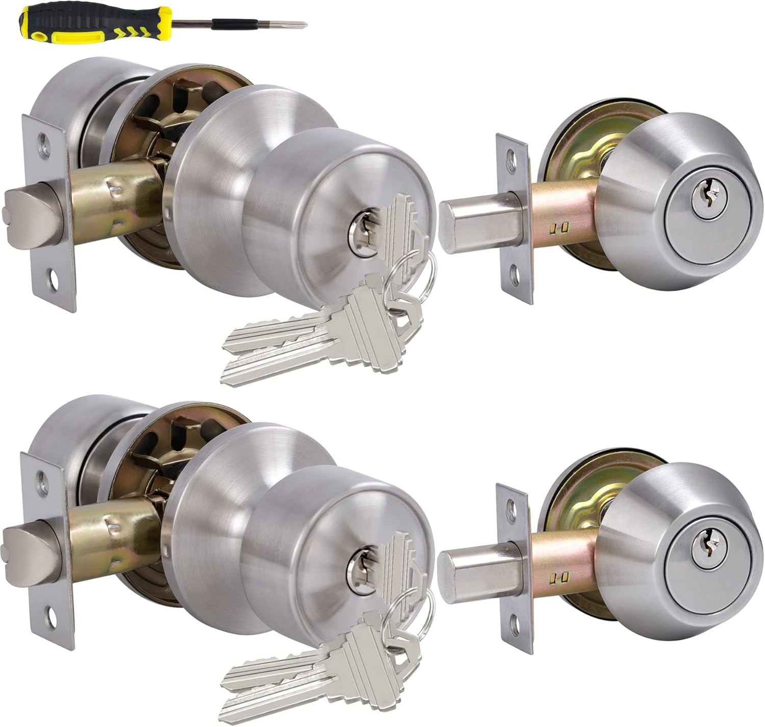 Keyed Alike Entry Door Knobs and Deadbolt Lock Set for Security