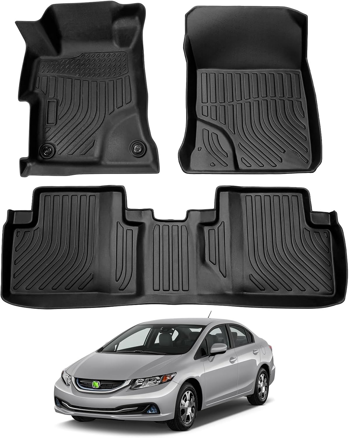 Custom Fit Floor Mats for Honda Civic 2012-2015 All Weather Protection