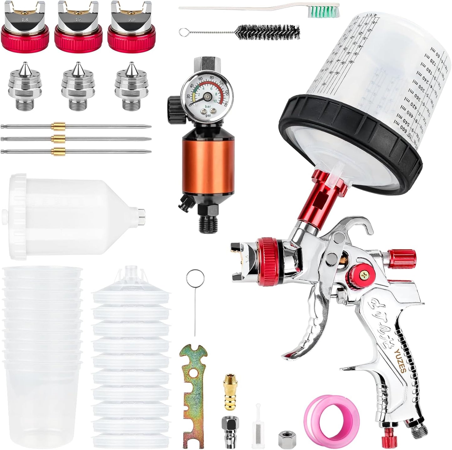 YUZES HVLP Air Spray Gun Set for Easy Automotive Painting