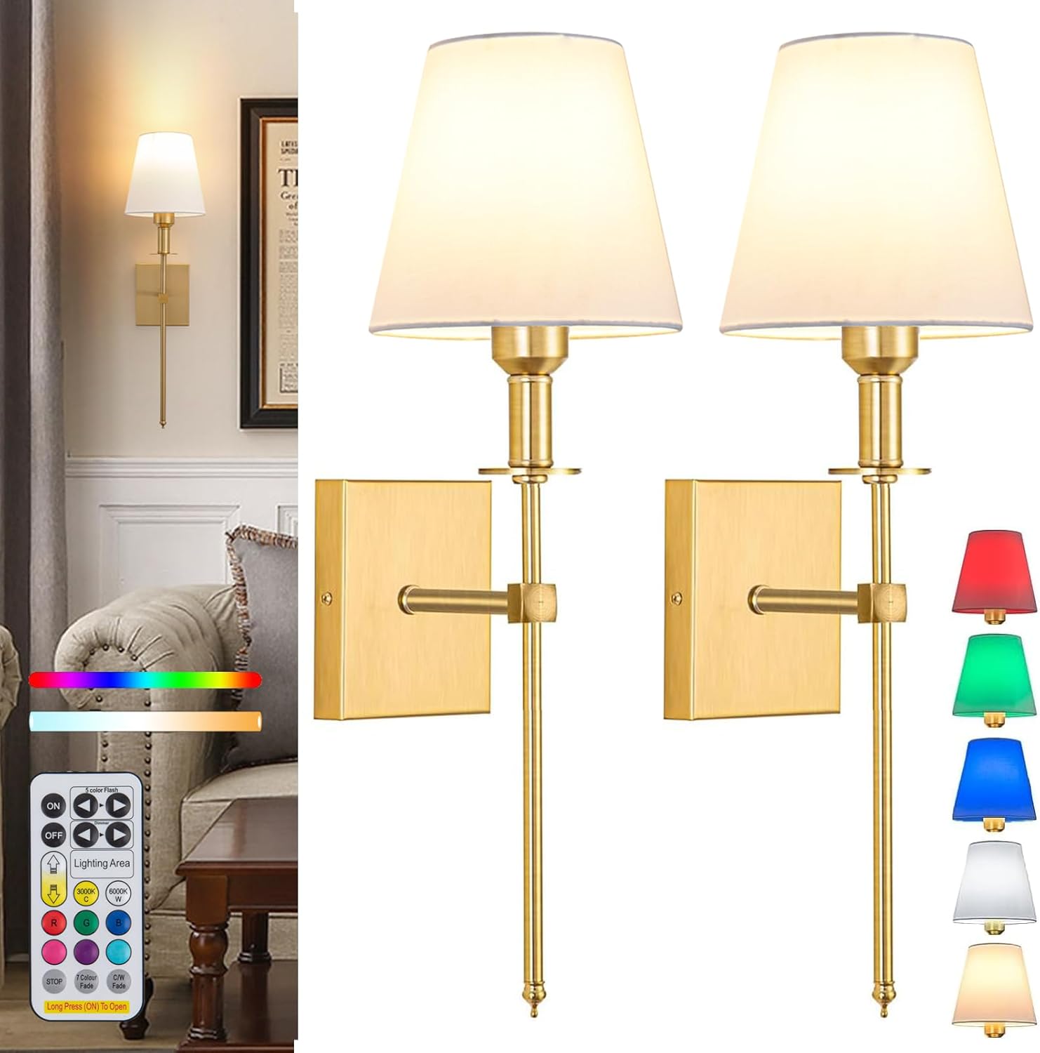 Battery Operated Wall Sconces Set Of 2 for Indoor Use
