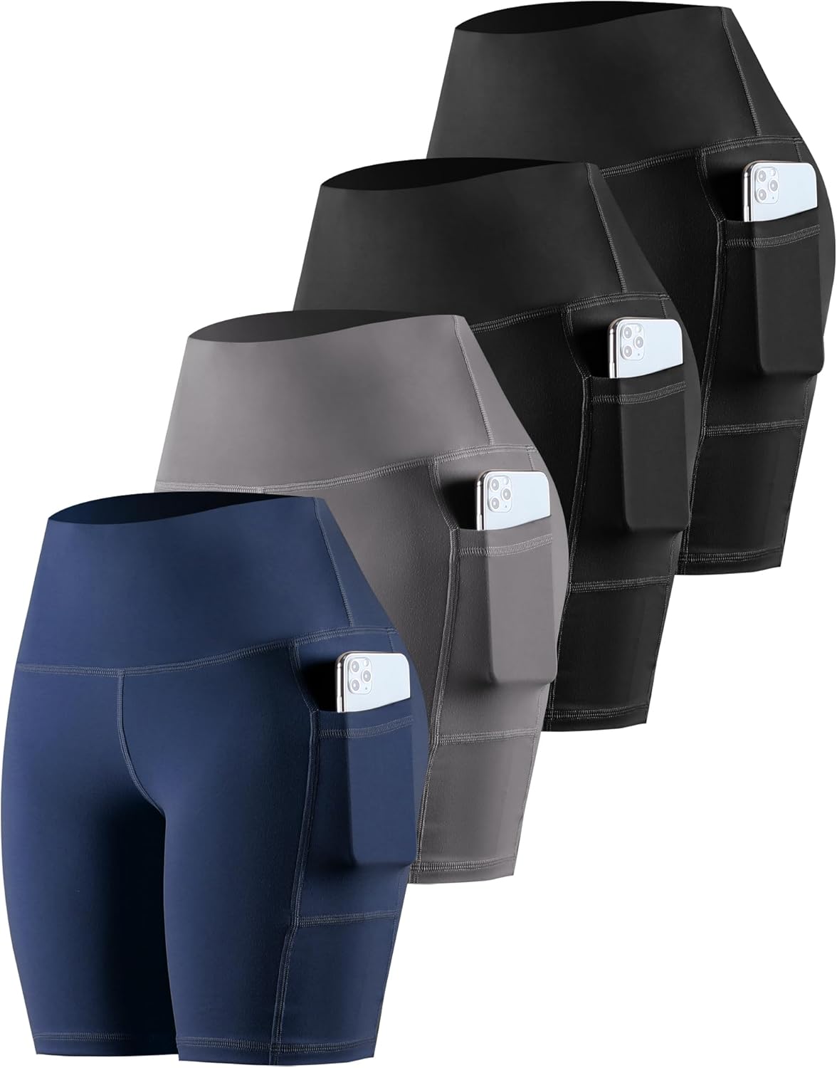 CHRLEISURE Womens Biker Yoga Shorts with Pockets for Comfort