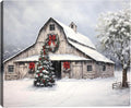 Framed Christmas Wall Art 20x30in - Farmhouse Winter Barn Print