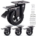 4 in Heavy Duty Casters Set of 4 All Swivel with Brakes - 2200 lb