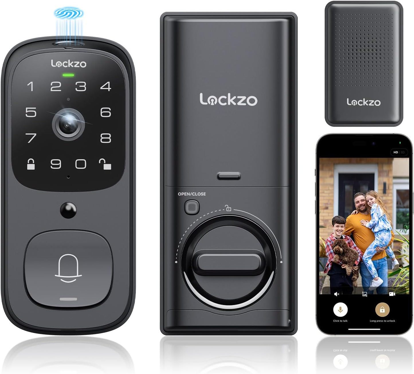 Ultimate 6-in-1 Smart Lock - Keyless Entry, WiFi Cam, Voice Control - Lockzo