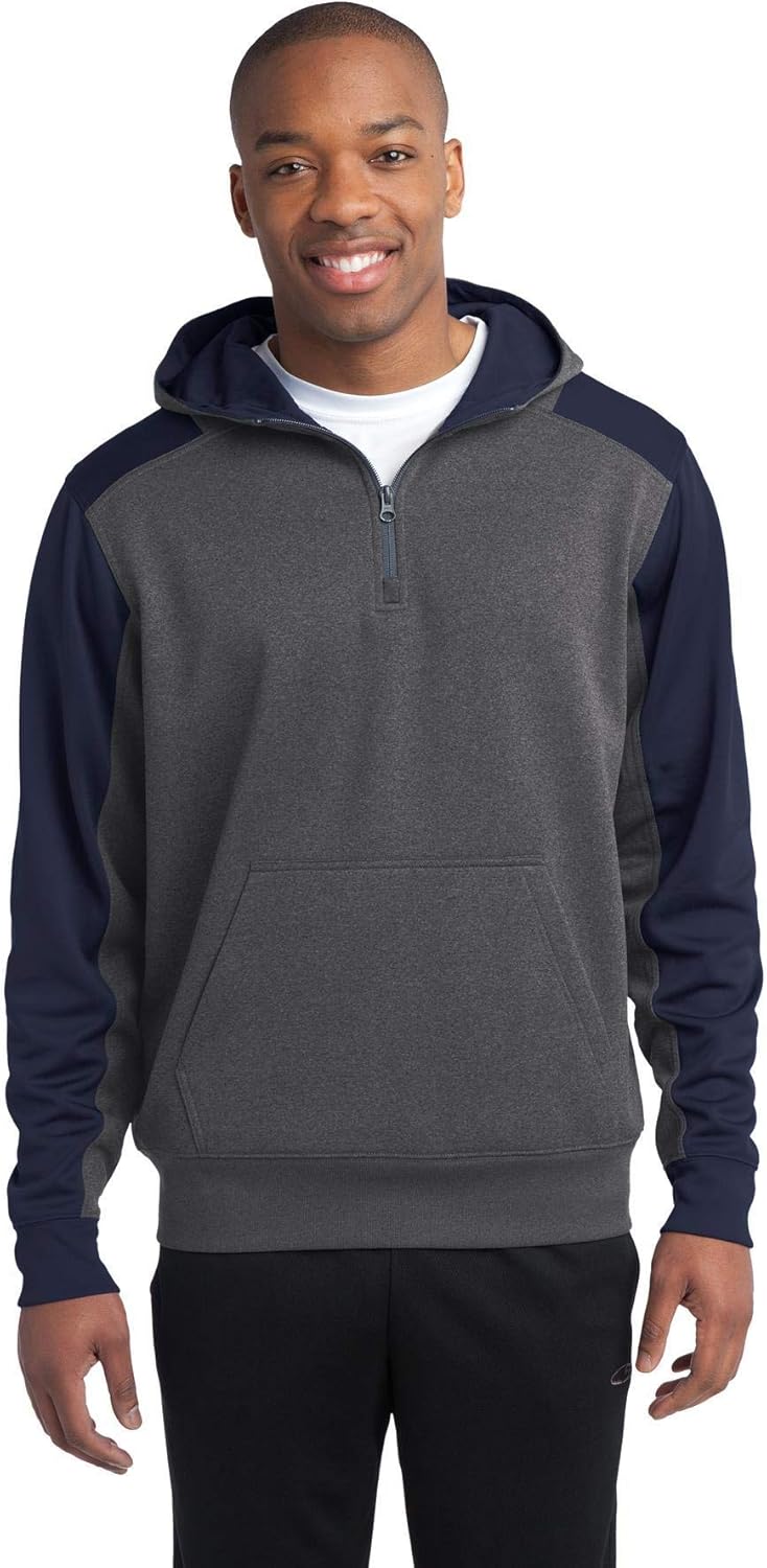 SPORT-TEK Tech Fleece 1/4-Zip Hoodie 4XL - Graphite/Navy