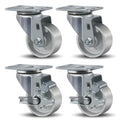 3 in Caster Wheels Heavy Duty 1400 lbs - Industrial Plate Swivel Set