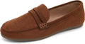 Penny Loafers for Women - Lightweight Suede Slip-On Flats