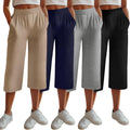 Neer 4 Pack Women's Capri Pants - Soft Wide Leg Cotton Capris