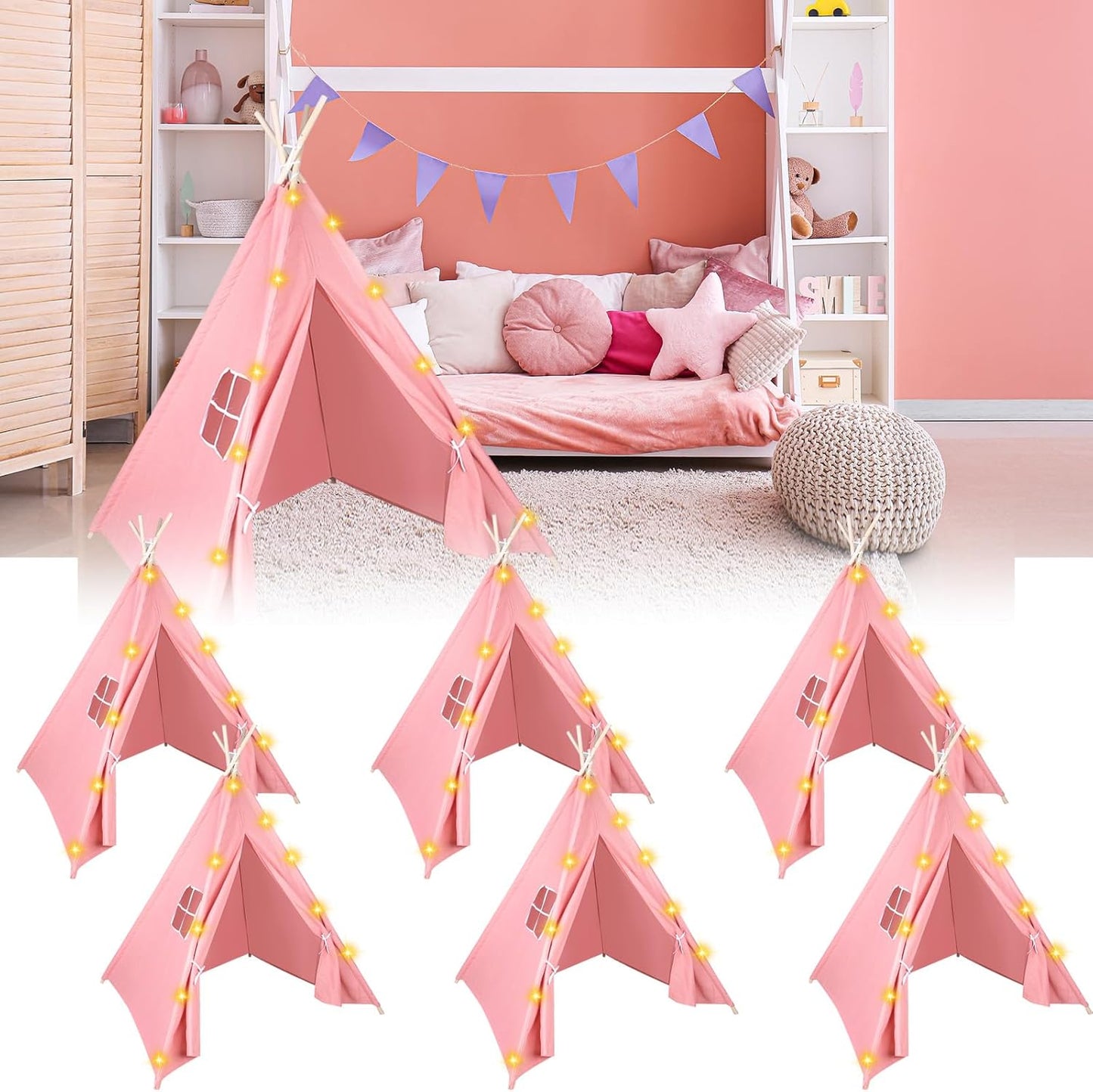 Magical Kids Teepee with String Lights