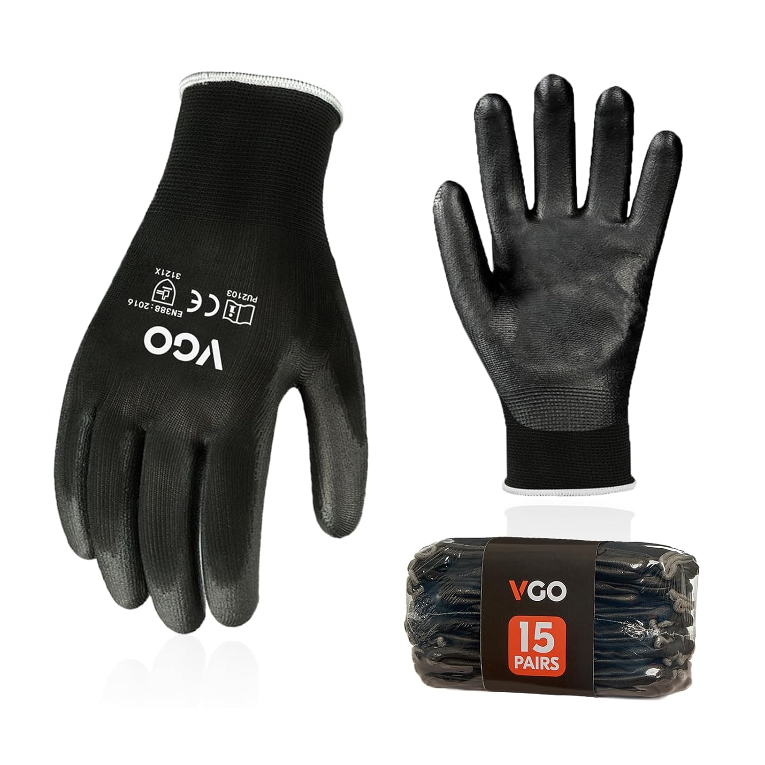 Vgo 15-Pairs Safety Work Gloves for Multi-Purpose Applications