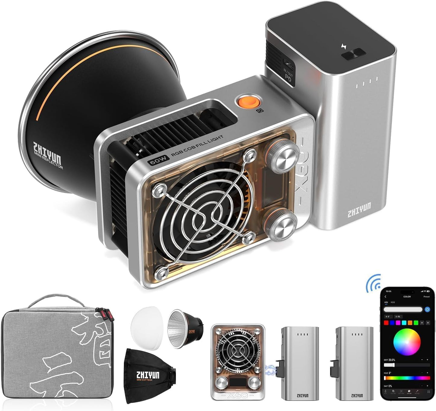 ZHIYUN Molus X60 RGB Pro 60W Portable Video Light for Creators