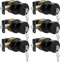 Entry Door Knob Black Matte Keyed Door Knob 6 Pack - Secure Upgrade
