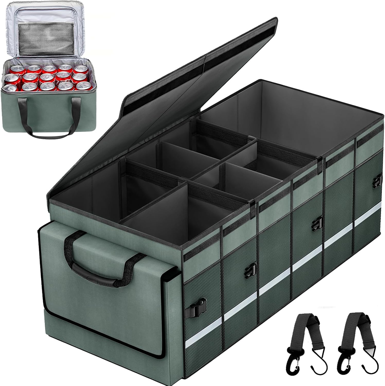 Car Trunk Organizer with Removable Cooler Bag and Dividers