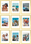 Vittanly 8x12 Picture Frames Set of 9 - Gold Wood Frames for Wall