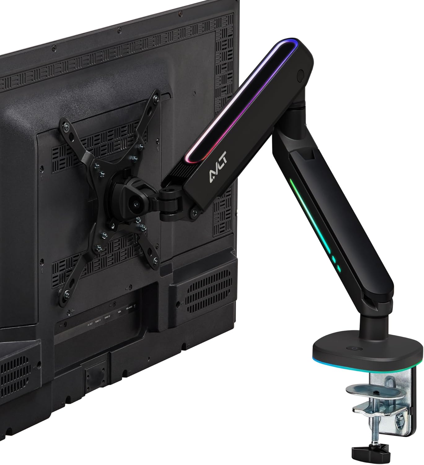 AVLT Single RGB Gaming Monitor Arm Mount for 27-45 in Screens