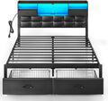 Rolanstar Bed Frame Full Size with Drawers and Charging Station