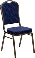 Crown Back Stacking Banquet Chair in Navy Blue Dot Fabric - Durable