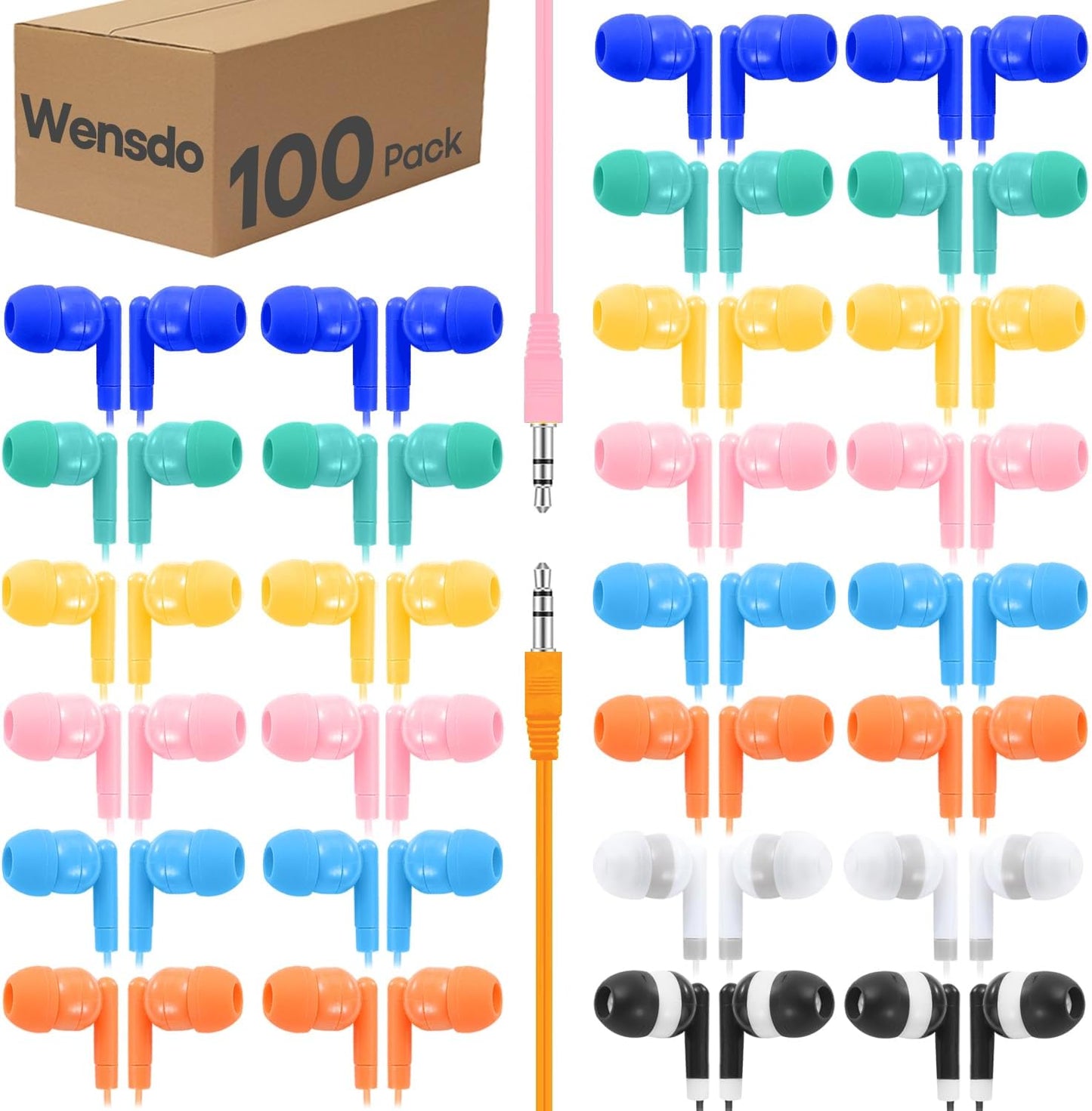 100 Packs Earbuds Bulk Classroom Headphones for Students Use